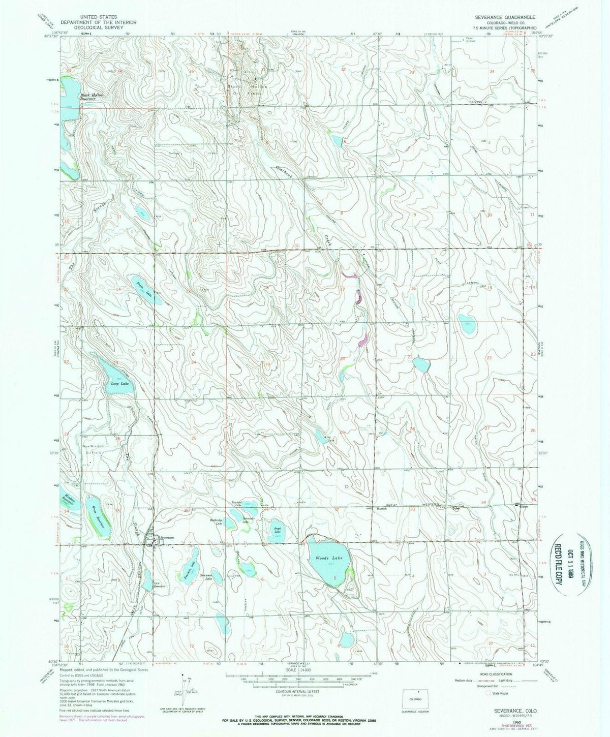 1960 Severance, CO - Colorado - USGS Topographic Map