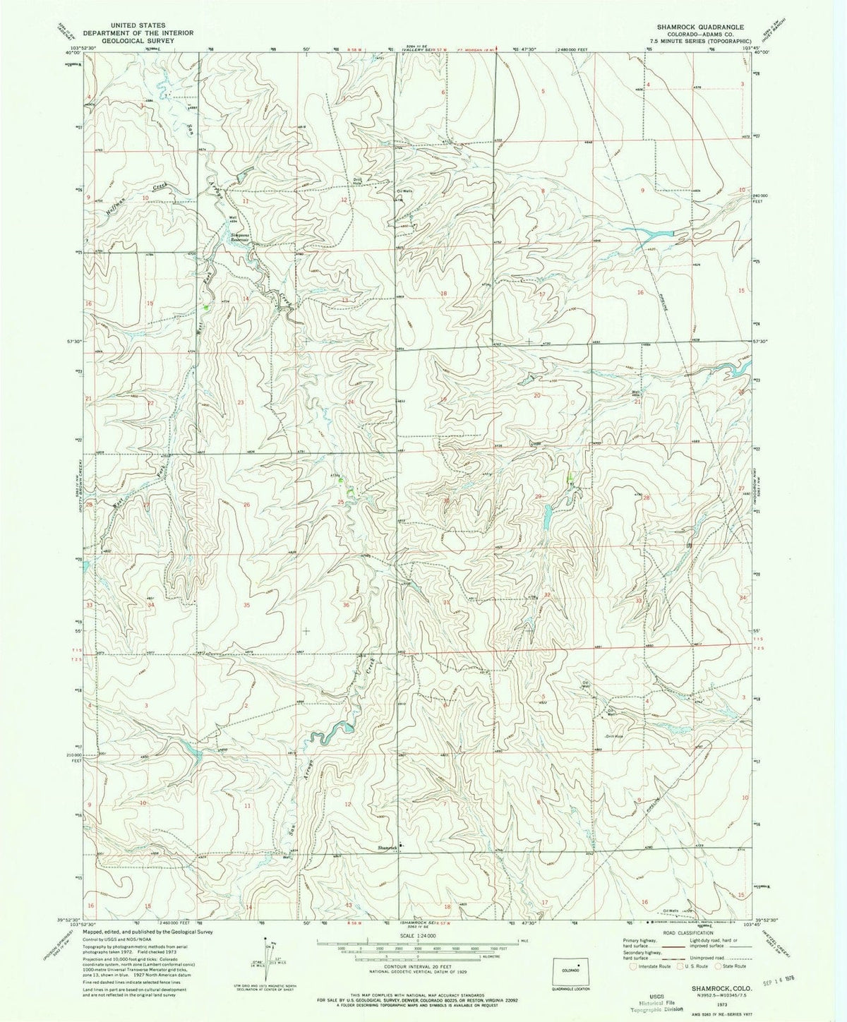 1973 Shamrock, CO - Colorado - USGS Topographic Map v2