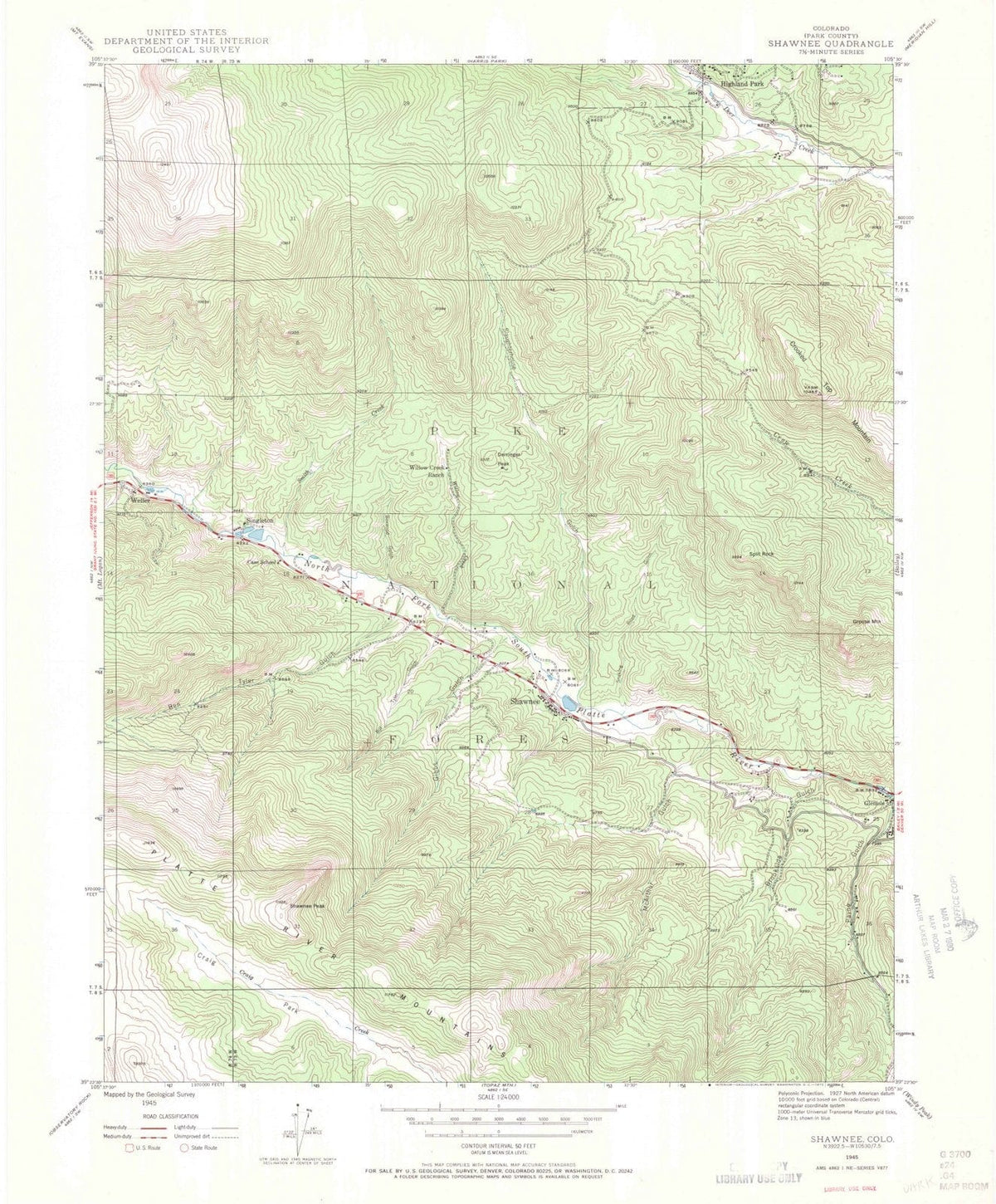 1945 Shawnee, CO - Colorado - USGS Topographic Map