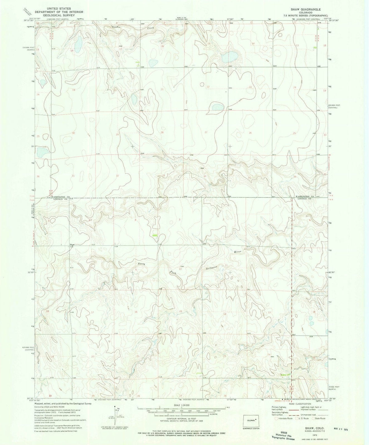 1973 Shaw, CO - Colorado - USGS Topographic Map