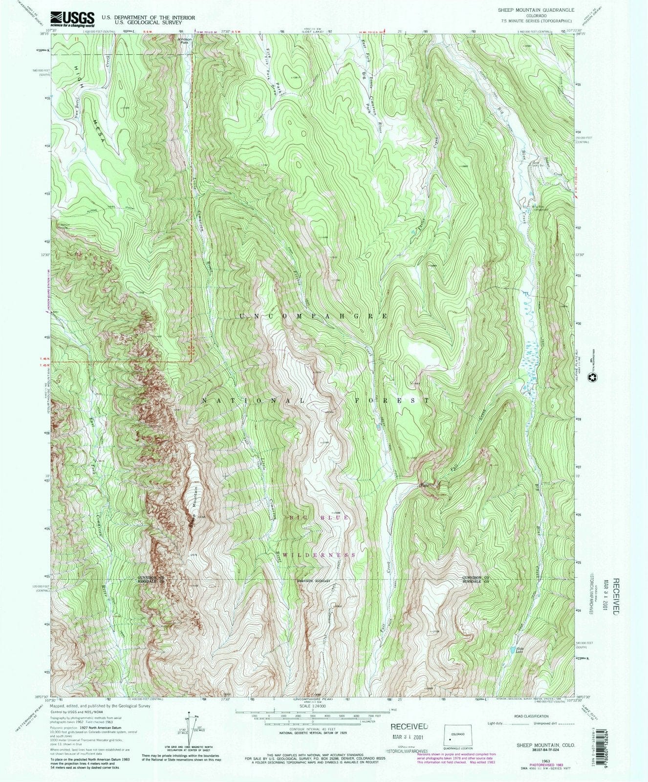 1963 Sheep Mountain, CO - Colorado - USGS Topographic Map