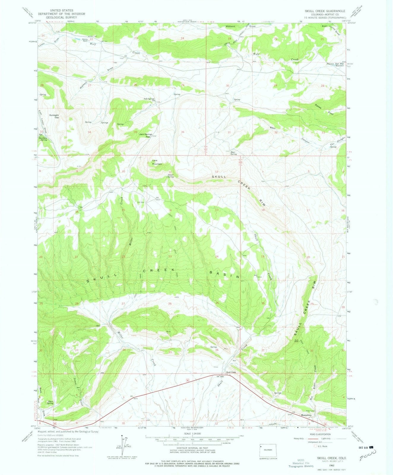 1962 Skull Creek, CO - Colorado - USGS Topographic Map