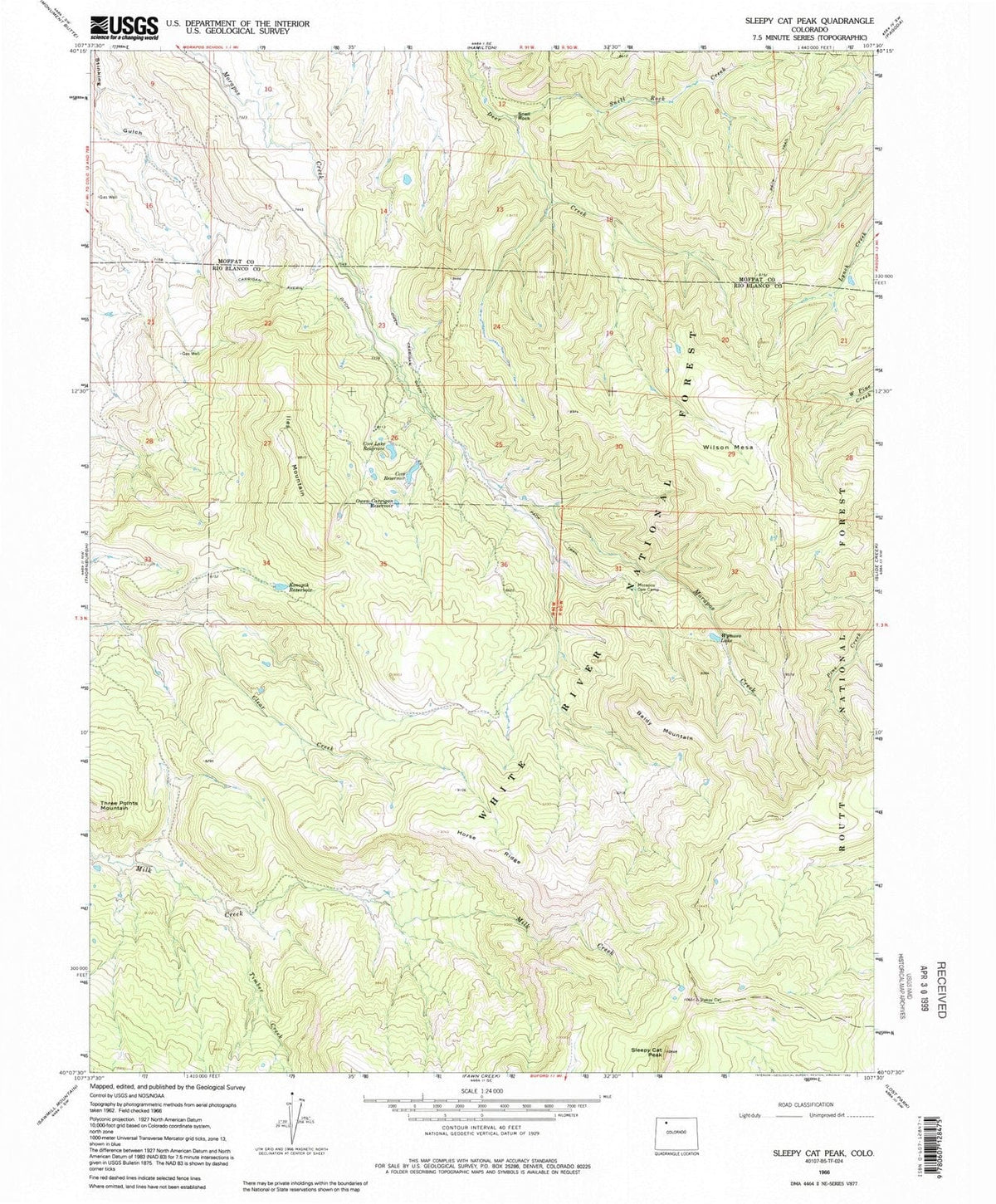 1966 Sleepy Cat Peak, CO - Colorado - USGS Topographic Map