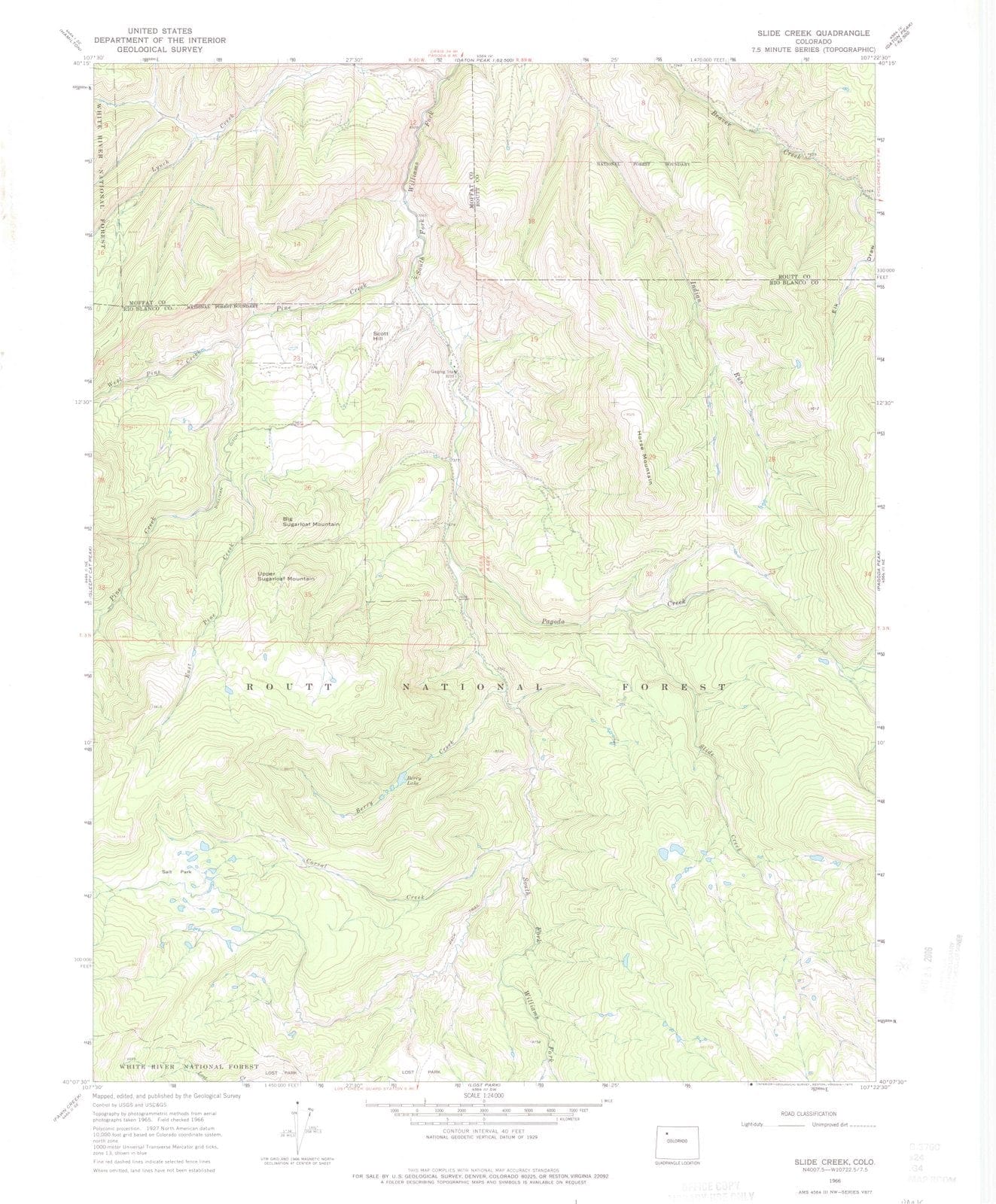 1966 Slide Creek, CO - Colorado - USGS Topographic Map
