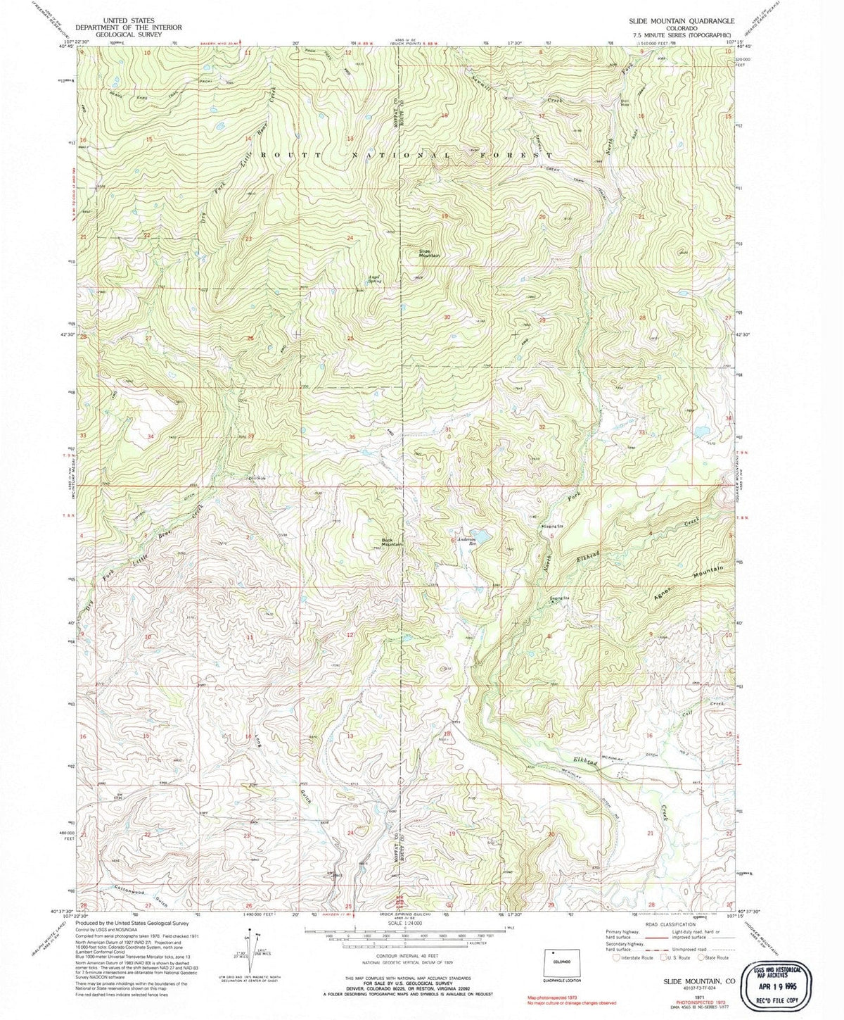 1971 Slide Mountain, CO - Colorado - USGS Topographic Map