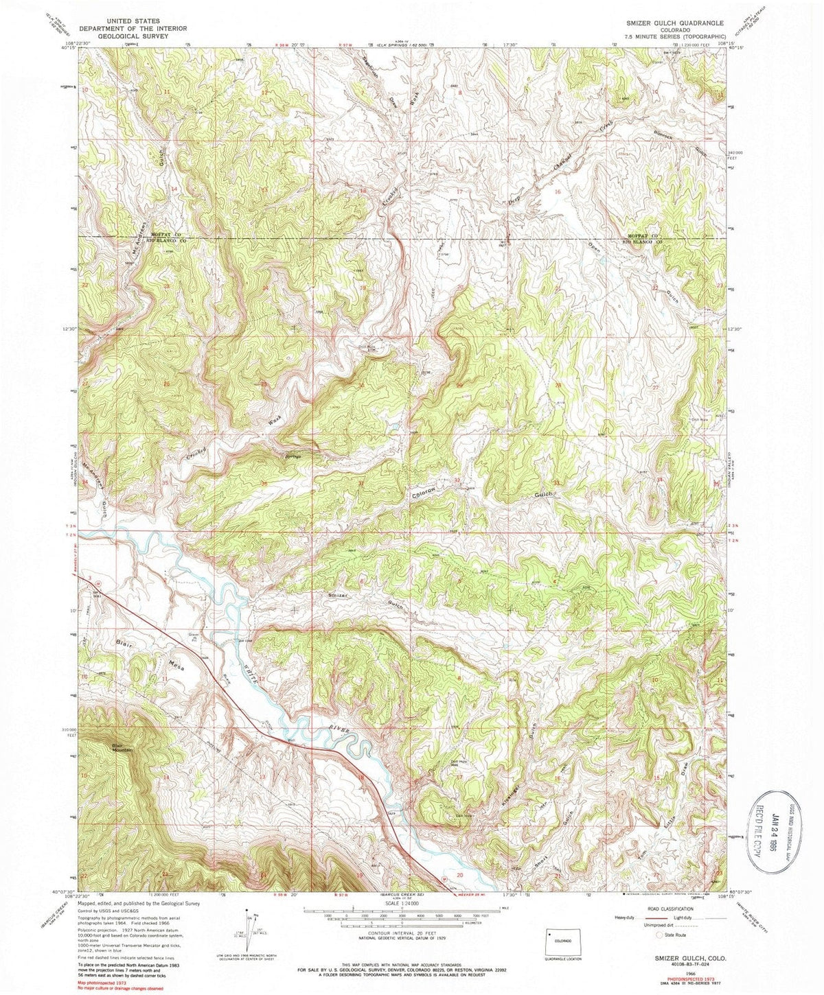 1966 Smizer Gulch, CO - Colorado - USGS Topographic Map