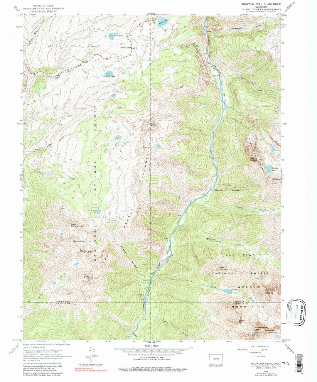 1964 Snowdon Peak, CO - Colorado - USGS Topographic Map