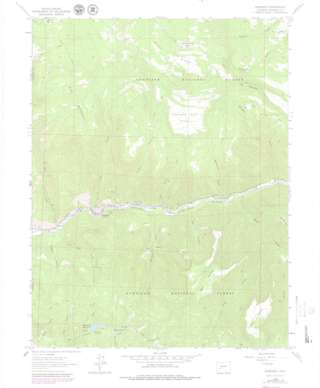 1964 Somerset, CO - Colorado - USGS Topographic Map