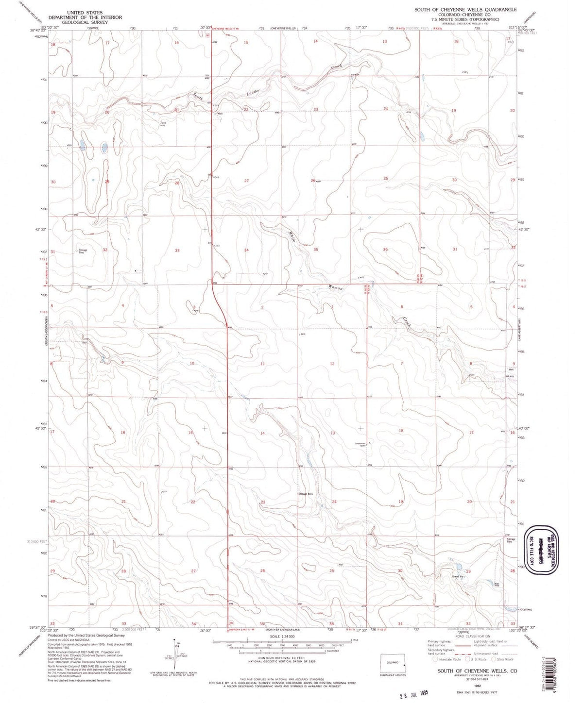 1982 South of Cheyenne Wells, CO - Colorado - USGS Topographic Map