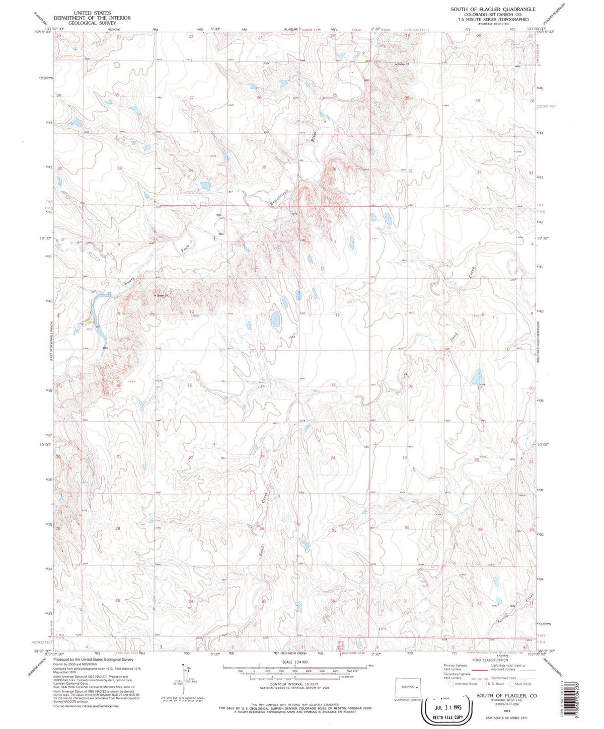1979 South of Flagler, CO - Colorado - USGS Topographic Map