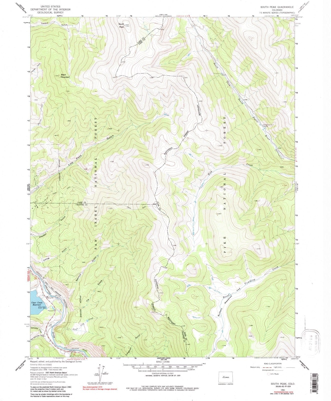 1961 South Peak, CO - Colorado - USGS Topographic Map