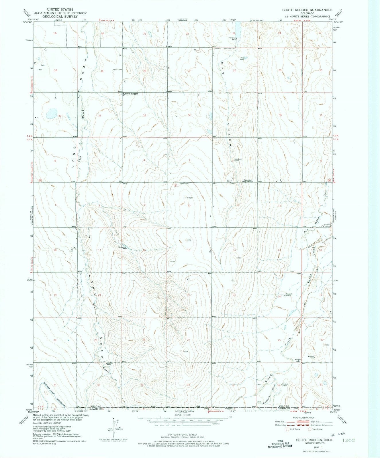 1950 South Roggen, CO - Colorado - USGS Topographic Map