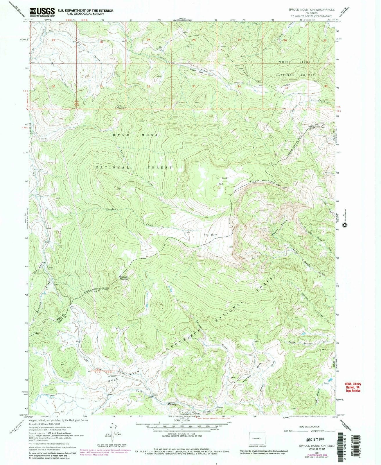 1961 Spruce Mountain, CO - Colorado - USGS Topographic Map