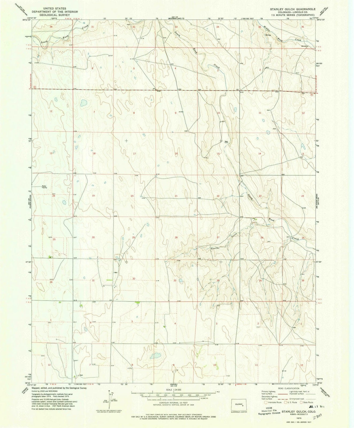 1975 Stanley Gulch, CO - Colorado - USGS Topographic Map