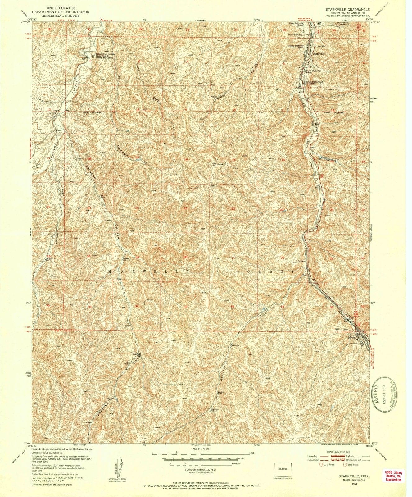 1951 Starkville, CO - Colorado - USGS Topographic Map