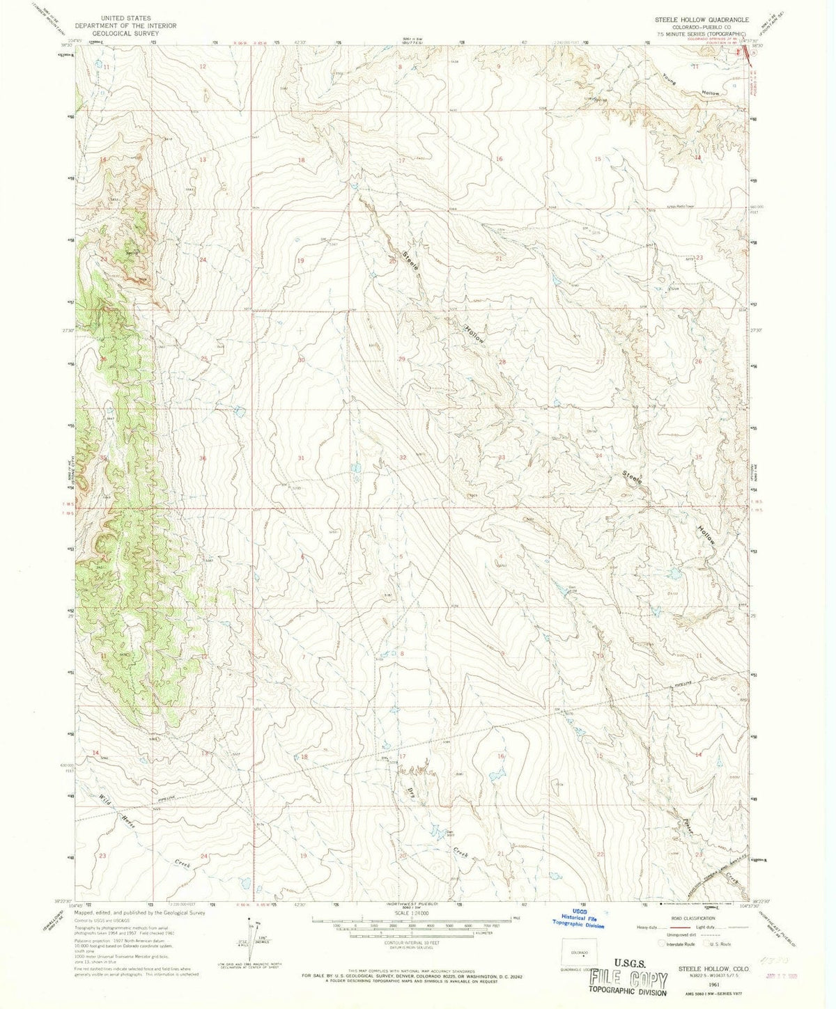 1961 Steele Hollow, CO - Colorado - USGS Topographic Map