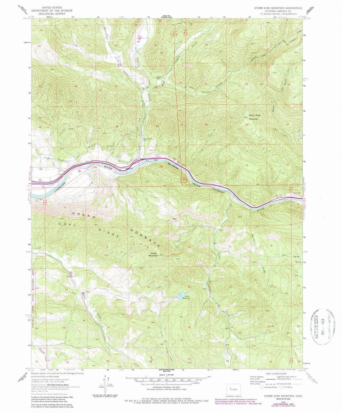 1962 Storm King Mountain, CO - Colorado - USGS Topographic Map