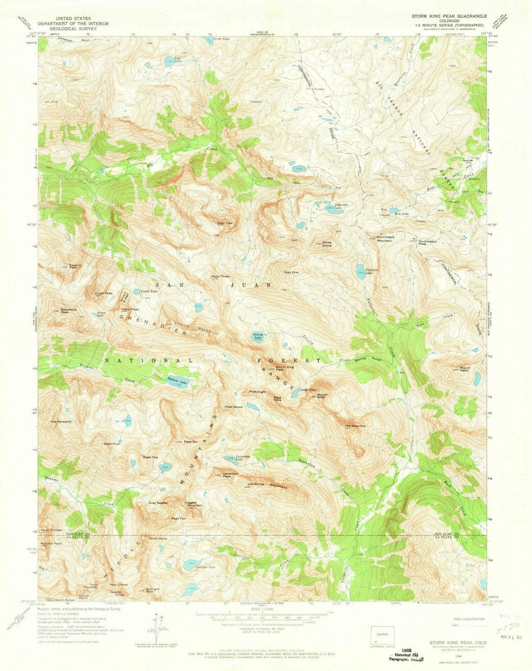 1964 Storm King Peak, CO - Colorado - USGS Topographic Map