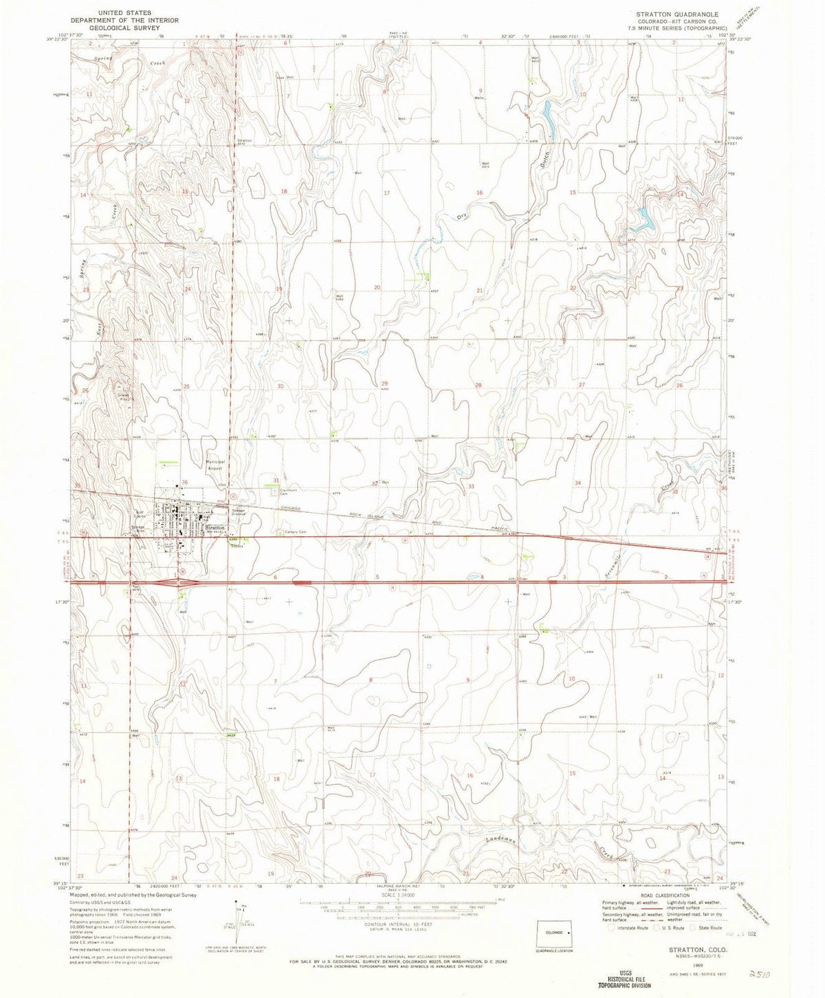1969 Stratton, CO - Colorado - USGS Topographic Map