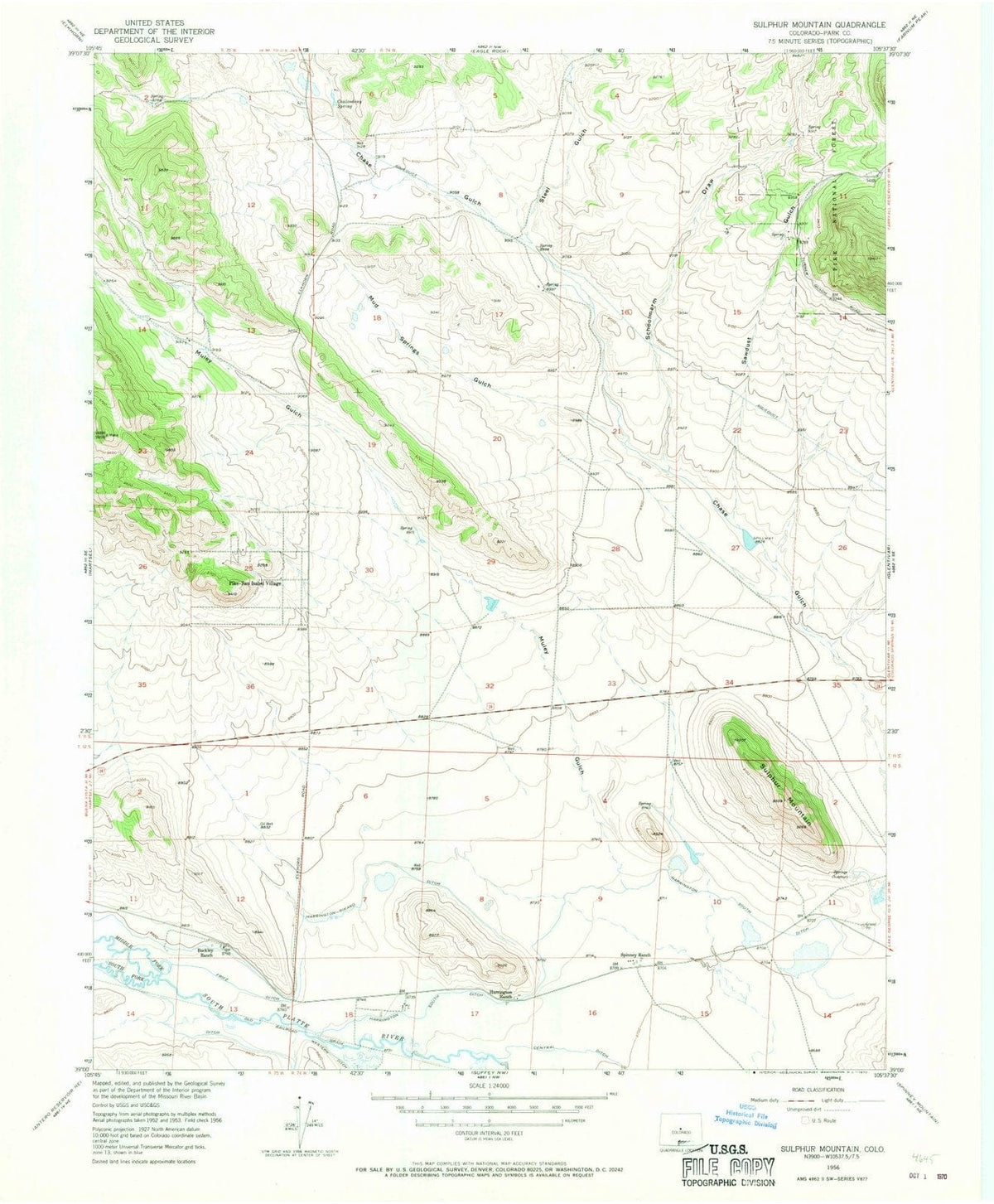 1956 Sulphur Mountain, CO - Colorado - USGS Topographic Map