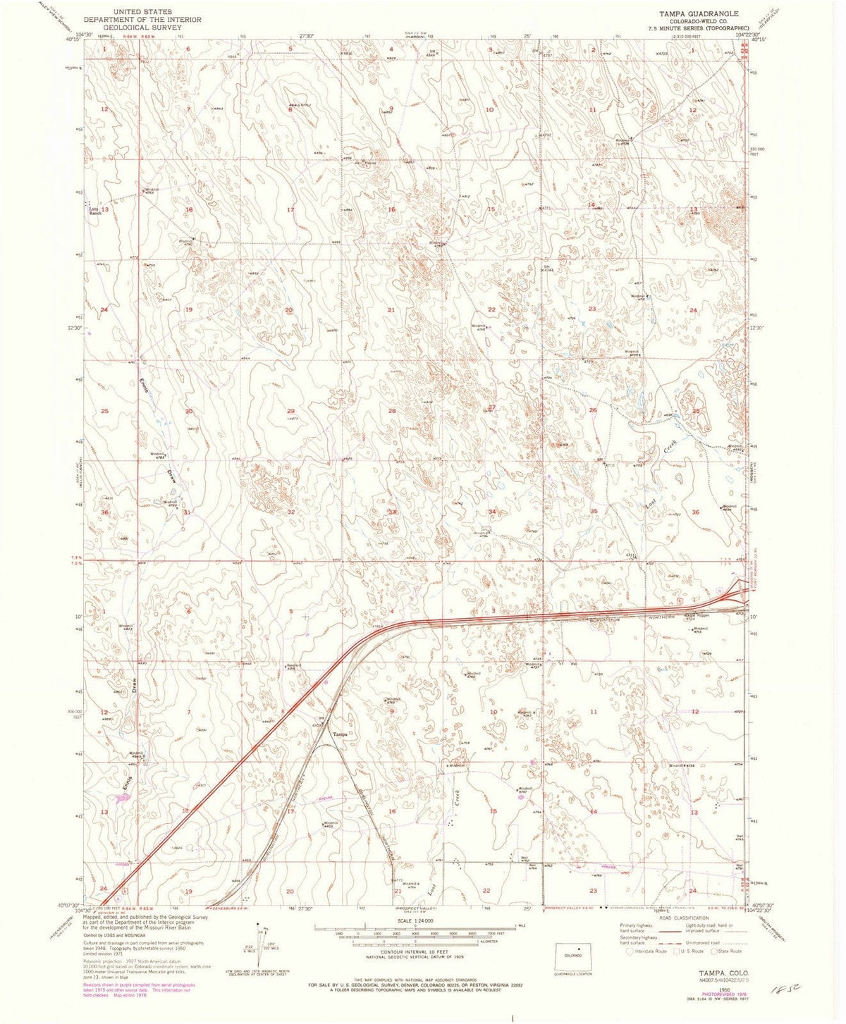 1950 Tampa, CO - Colorado - USGS Topographic Map