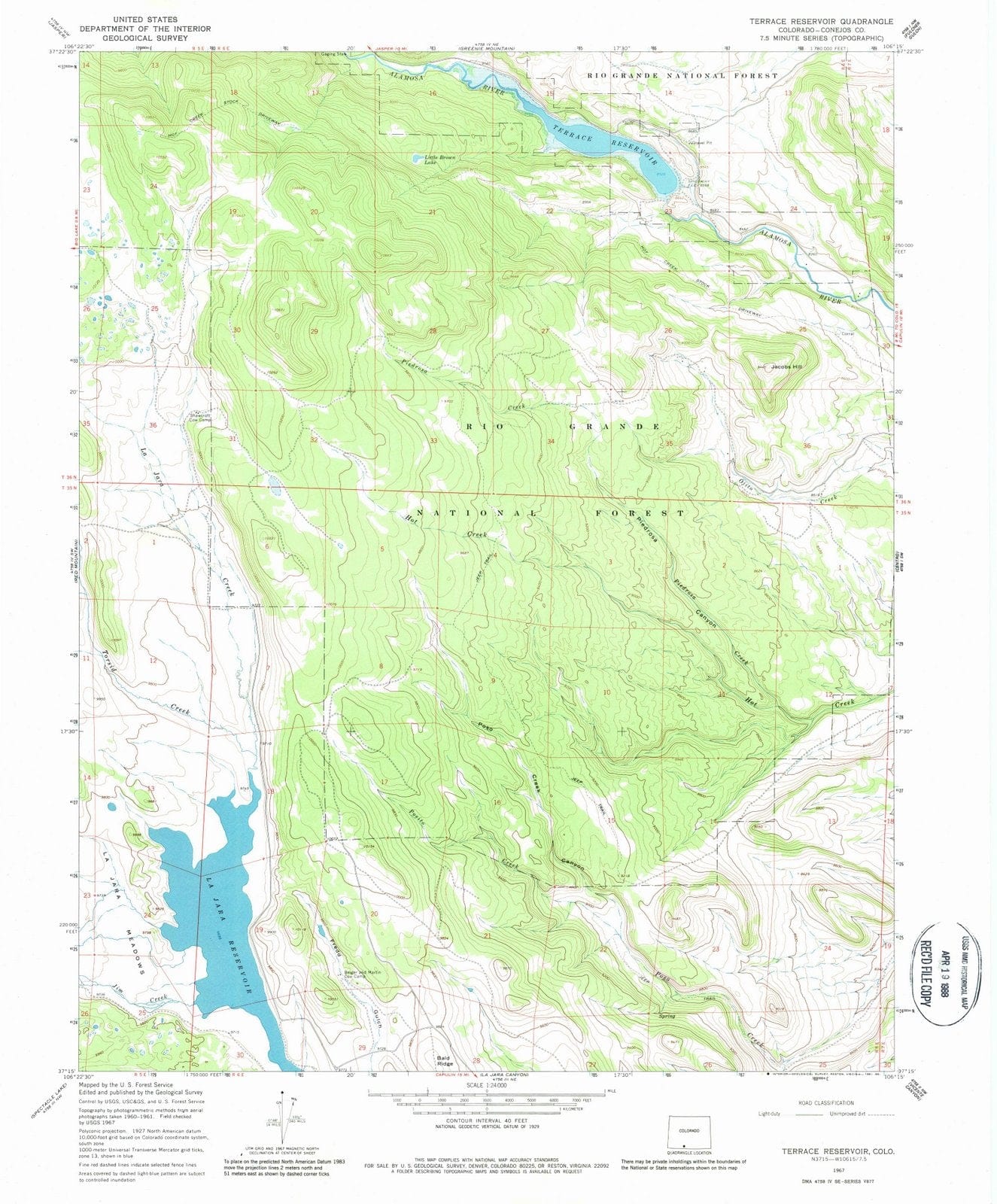 1967 Terrace Reservoir, CO - Colorado - USGS Topographic Map