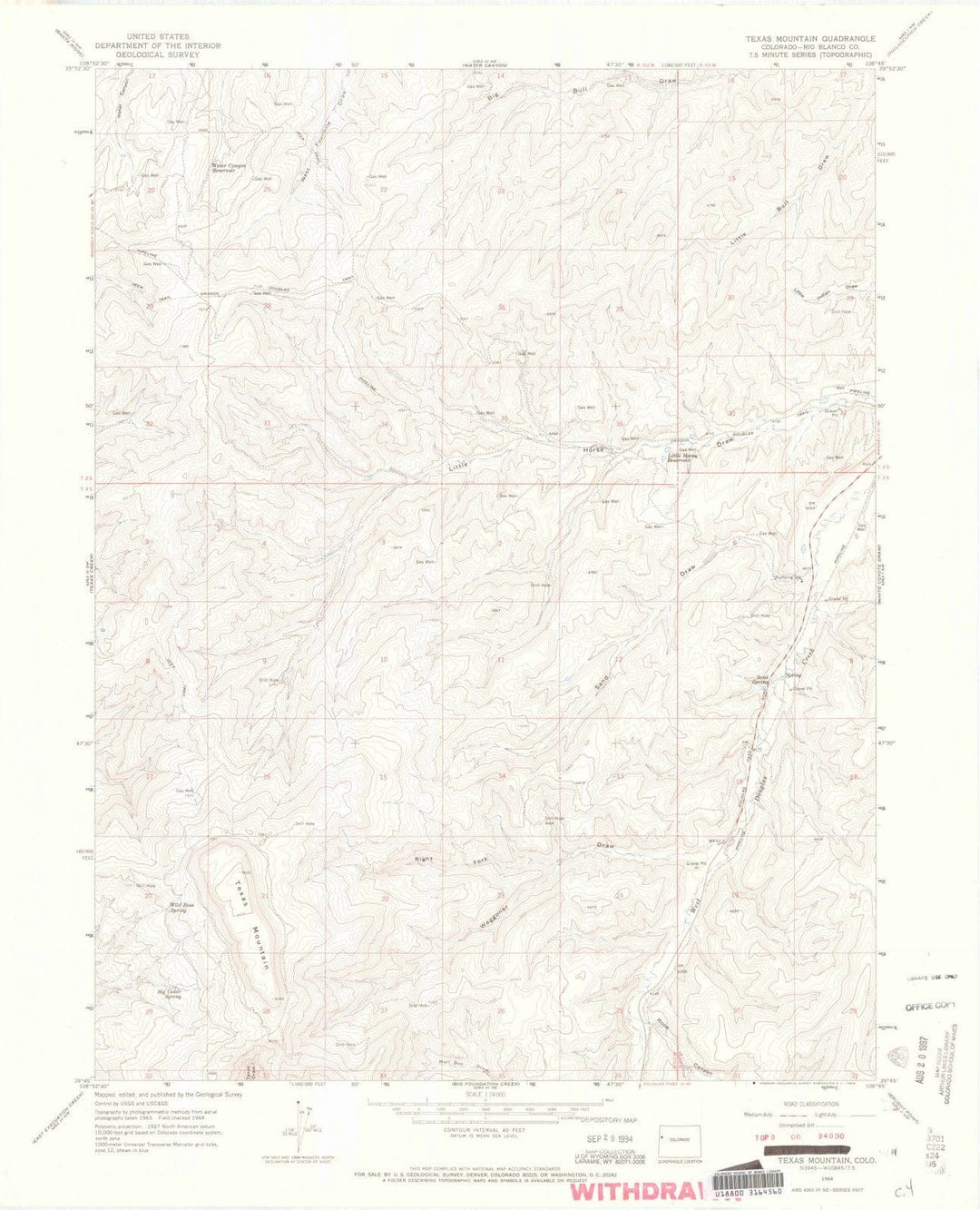 1964 Texas Mountain, CO - Colorado - USGS Topographic Map