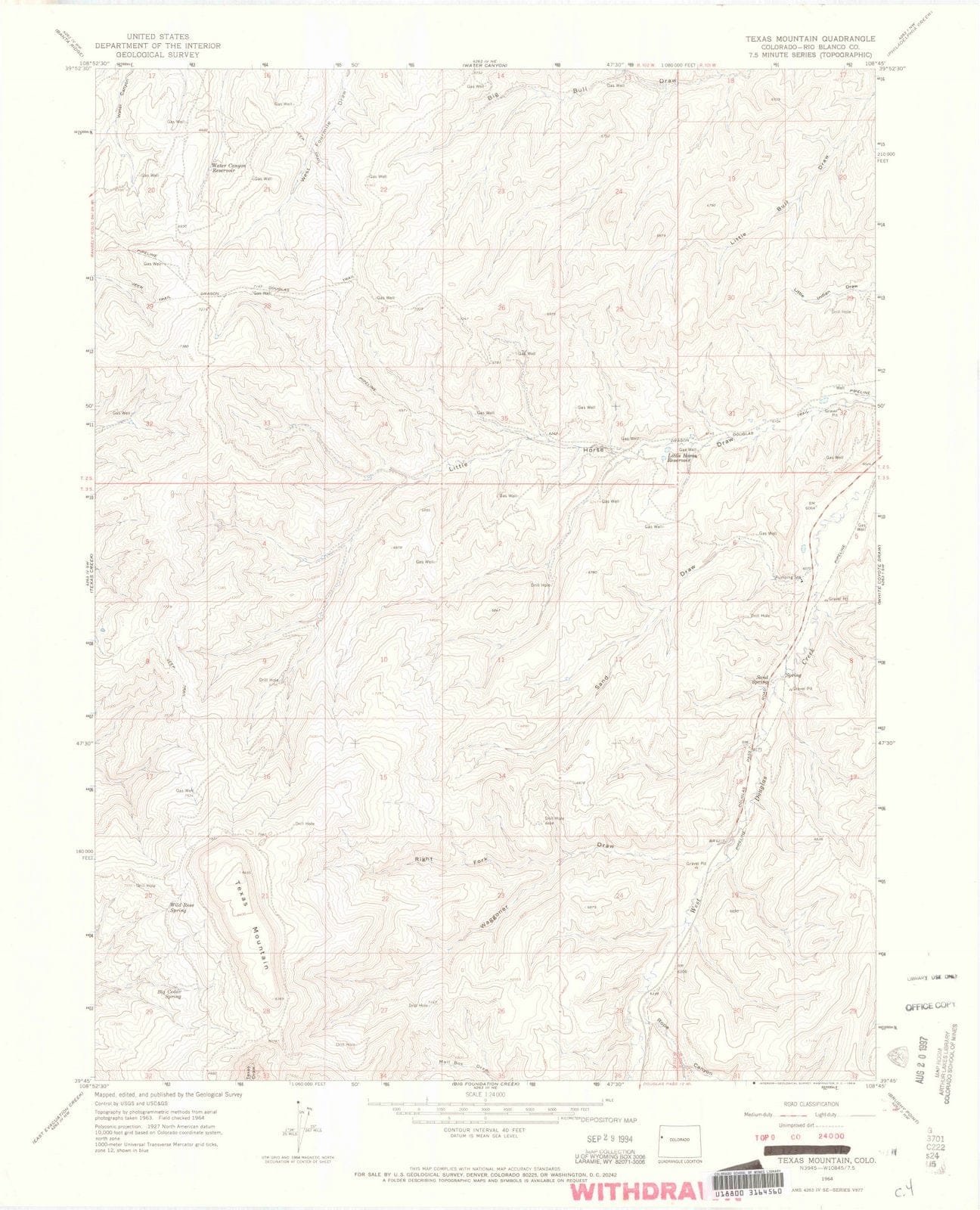 1964 Texas Mountain, CO - Colorado - USGS Topographic Map