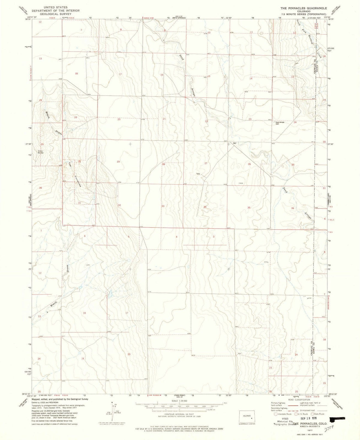 1977 The Pinnacles, CO - Colorado - USGS Topographic Map