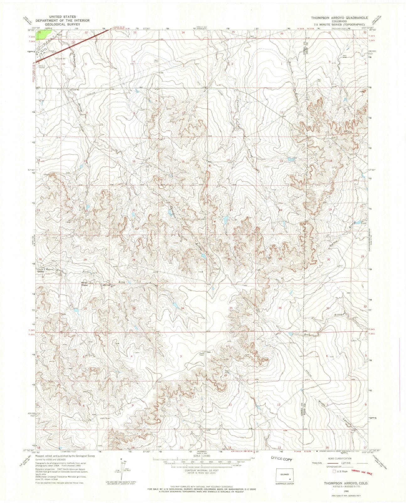 1966 Thompson Arroyo, CO - Colorado - USGS Topographic Map