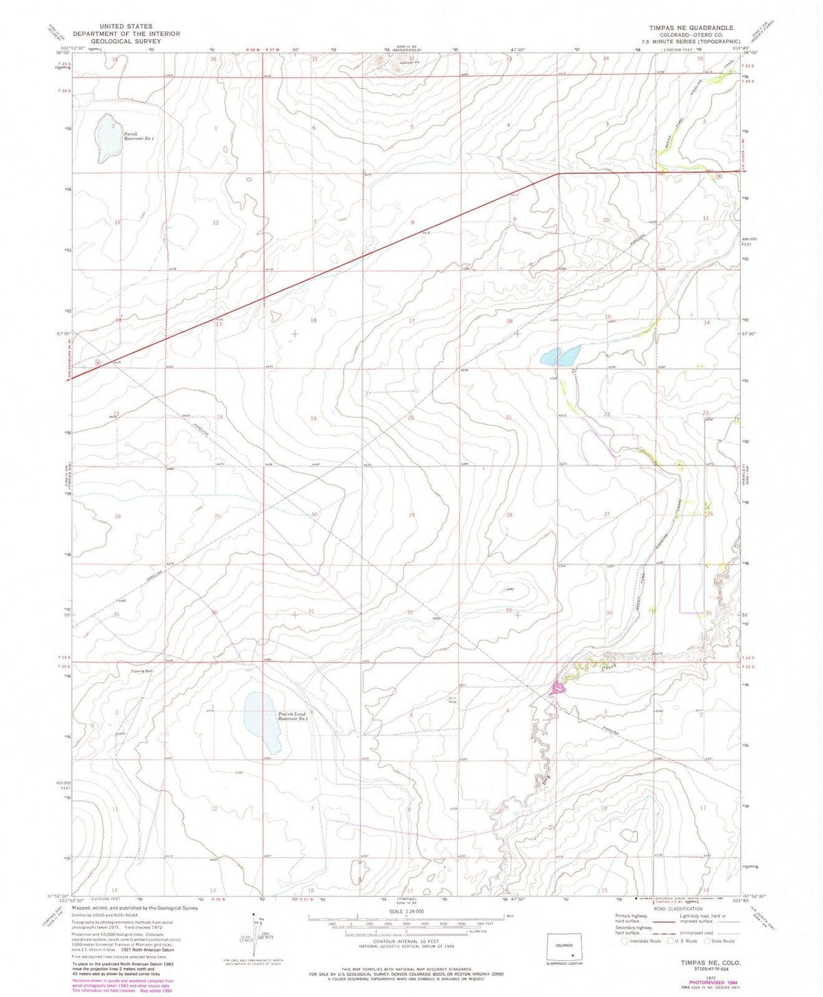 1972 Timpas, CO - Colorado - USGS Topographic Map