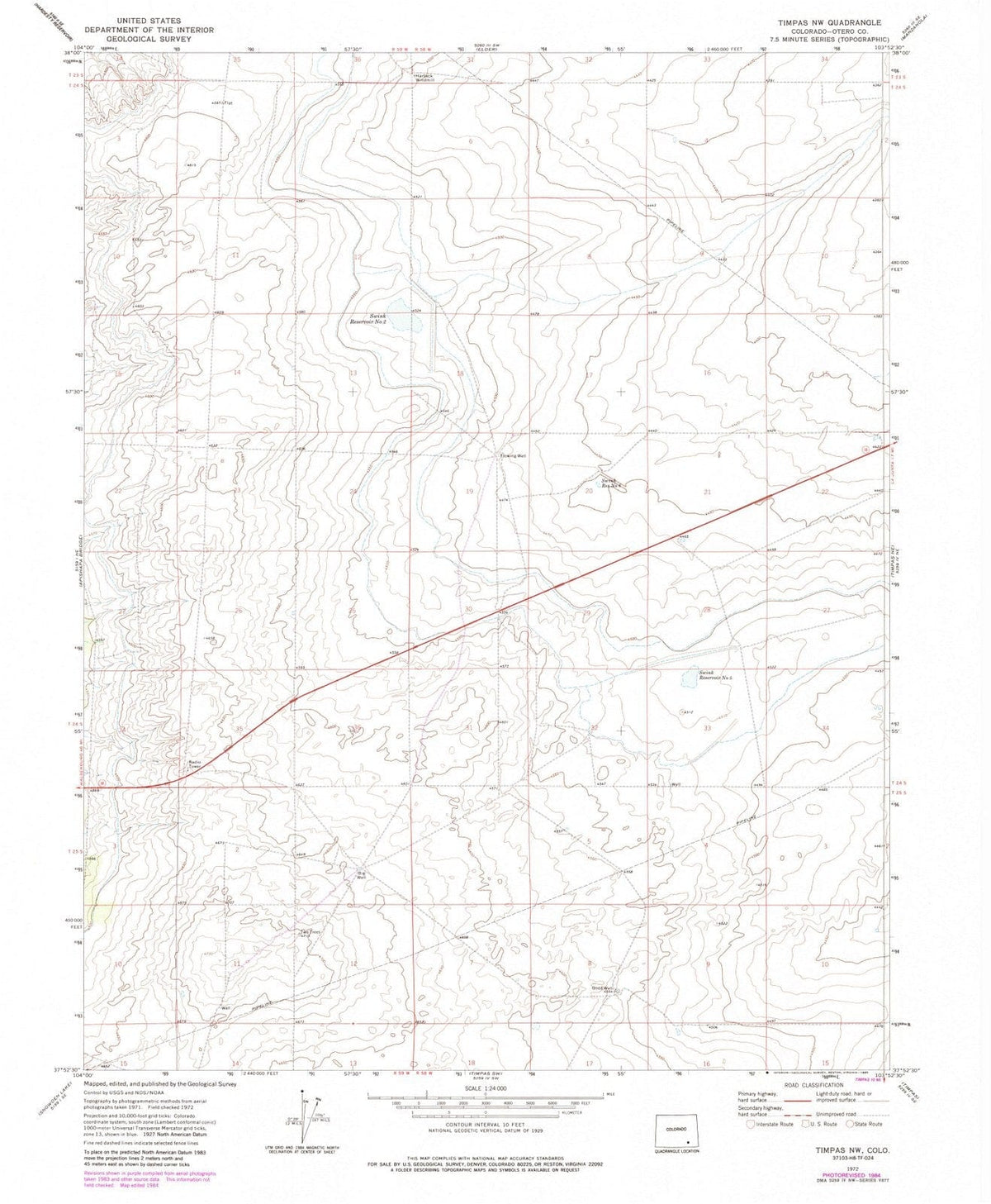 1972 Timpas, CO - Colorado - USGS Topographic Map v2