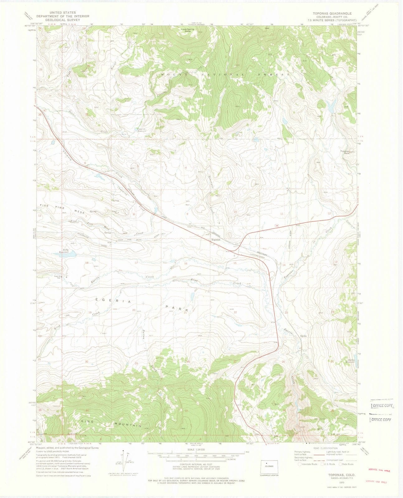 1972 Toponas, CO - Colorado - USGS Topographic Map