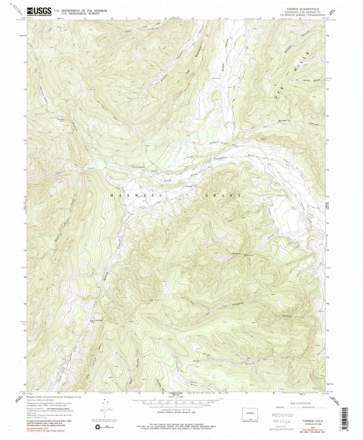 1967 Torres, CO - Colorado - USGS Topographic Map