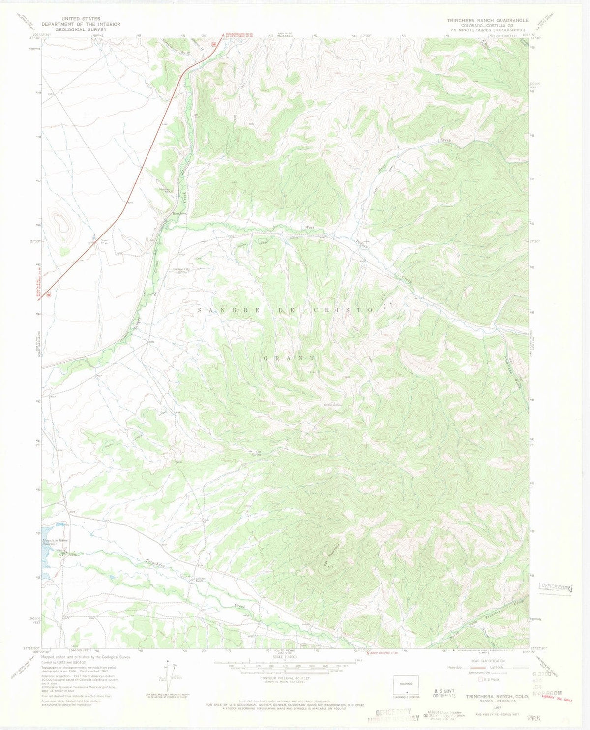 1967 Trinchera Ranch, CO - Colorado - USGS Topographic Map