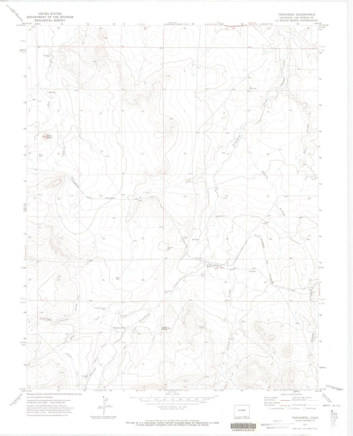 1971 Trinchera, CO - Colorado - USGS Topographic Map