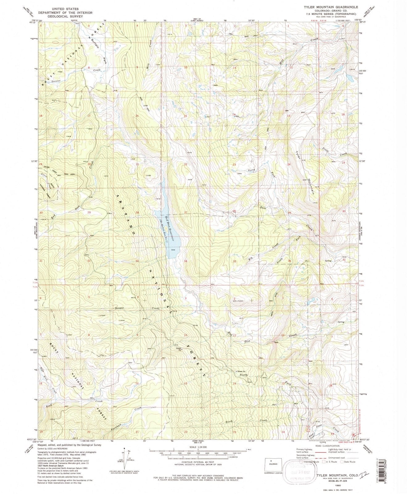 1980 Tyler Mountain, CO - Colorado - USGS Topographic Map