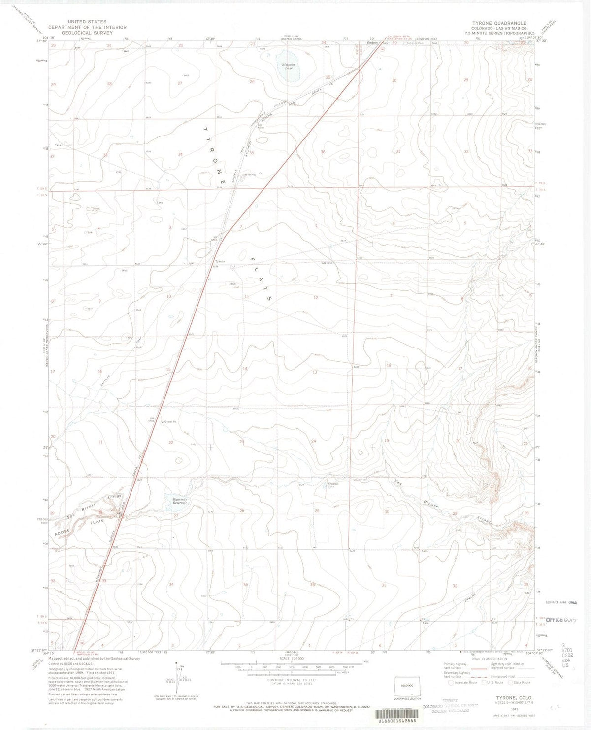 1971 Tyrone, CO - Colorado - USGS Topographic Map