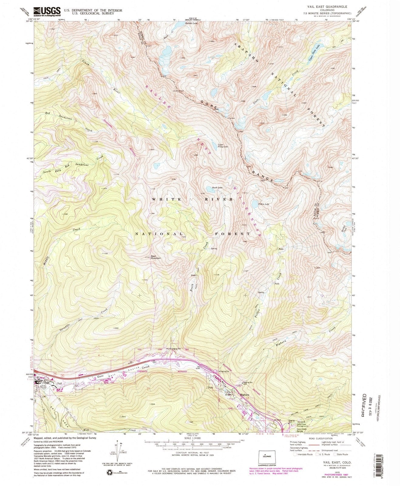 1970 Vail East, CO - Colorado - USGS Topographic Map