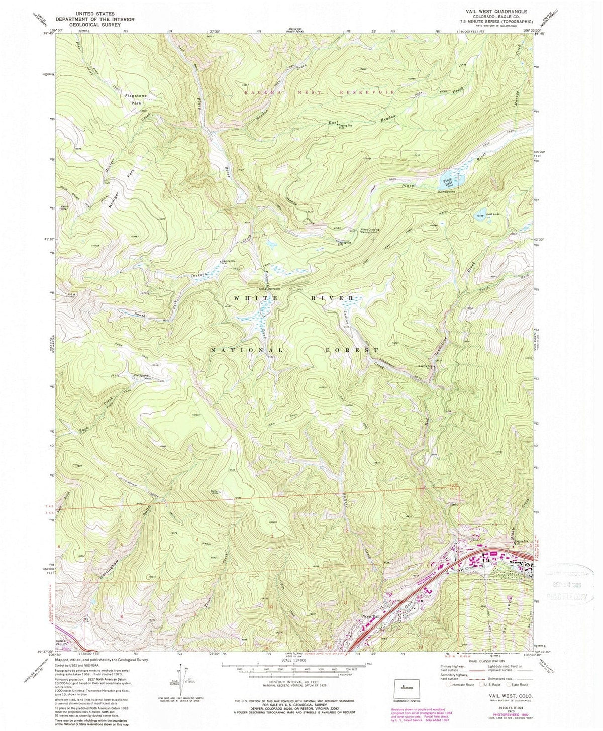 1970 Vail West, CO - Colorado - USGS Topographic Map