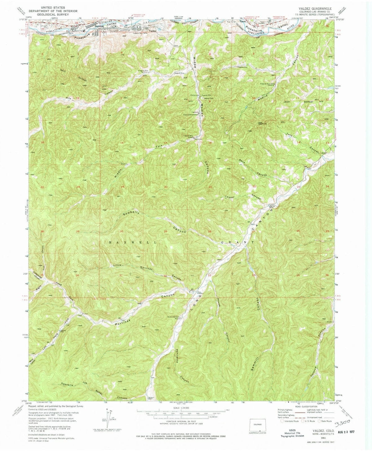 1951 Valdez, CO - Colorado - USGS Topographic Map