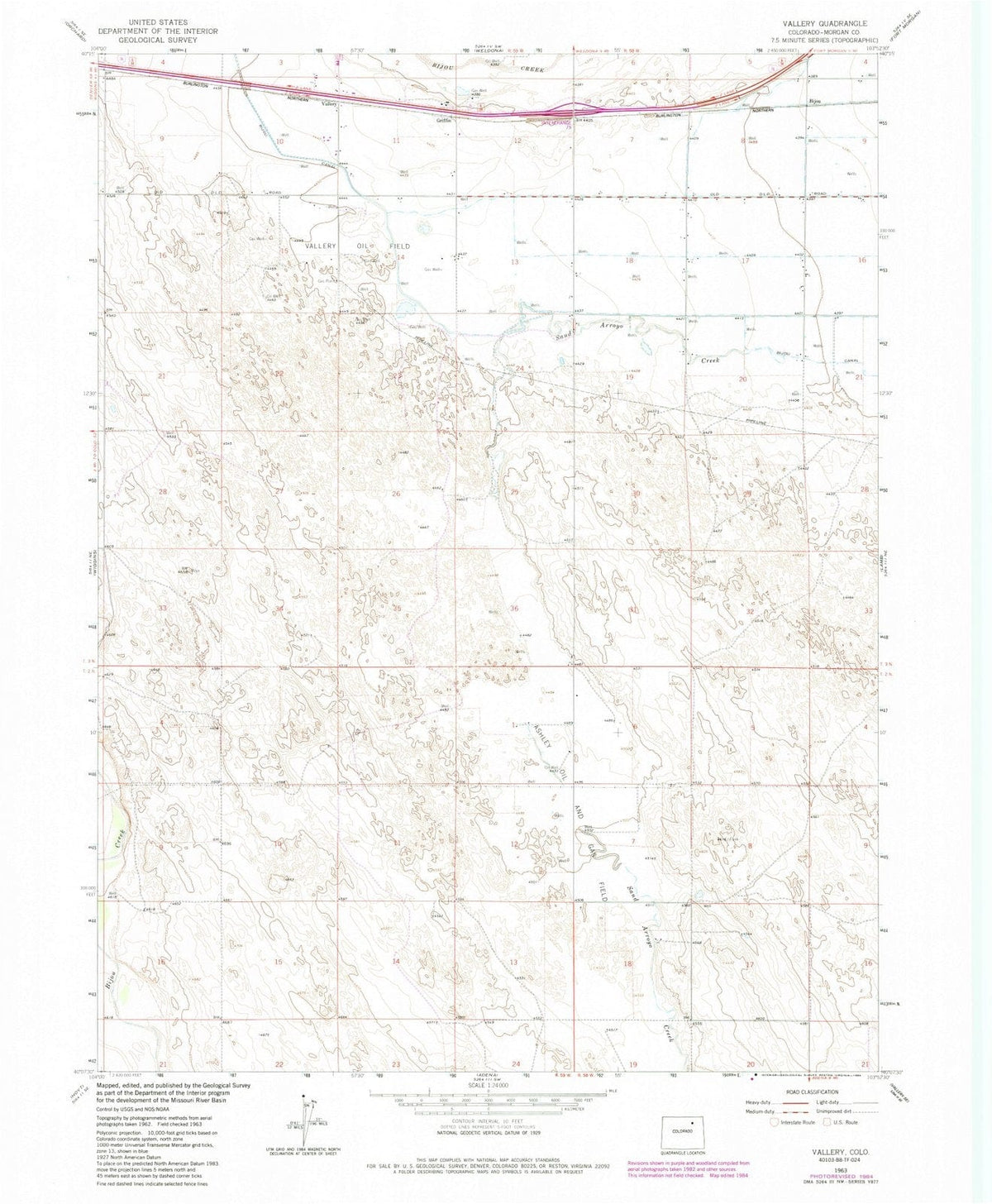 1963 Vallery, CO - Colorado - USGS Topographic Map
