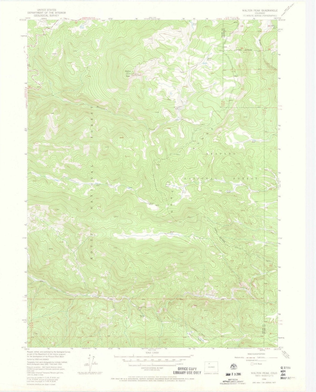1956 Walton Peak, CO - Colorado - USGS Topographic Map