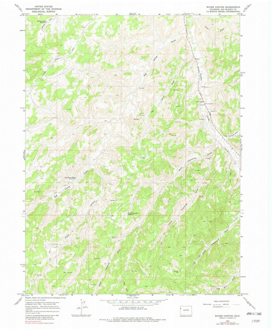 1964 Water Canyon, CO - Colorado - USGS Topographic Map