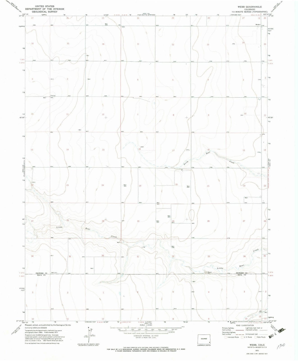 1971 Webb, CO - Colorado - USGS Topographic Map