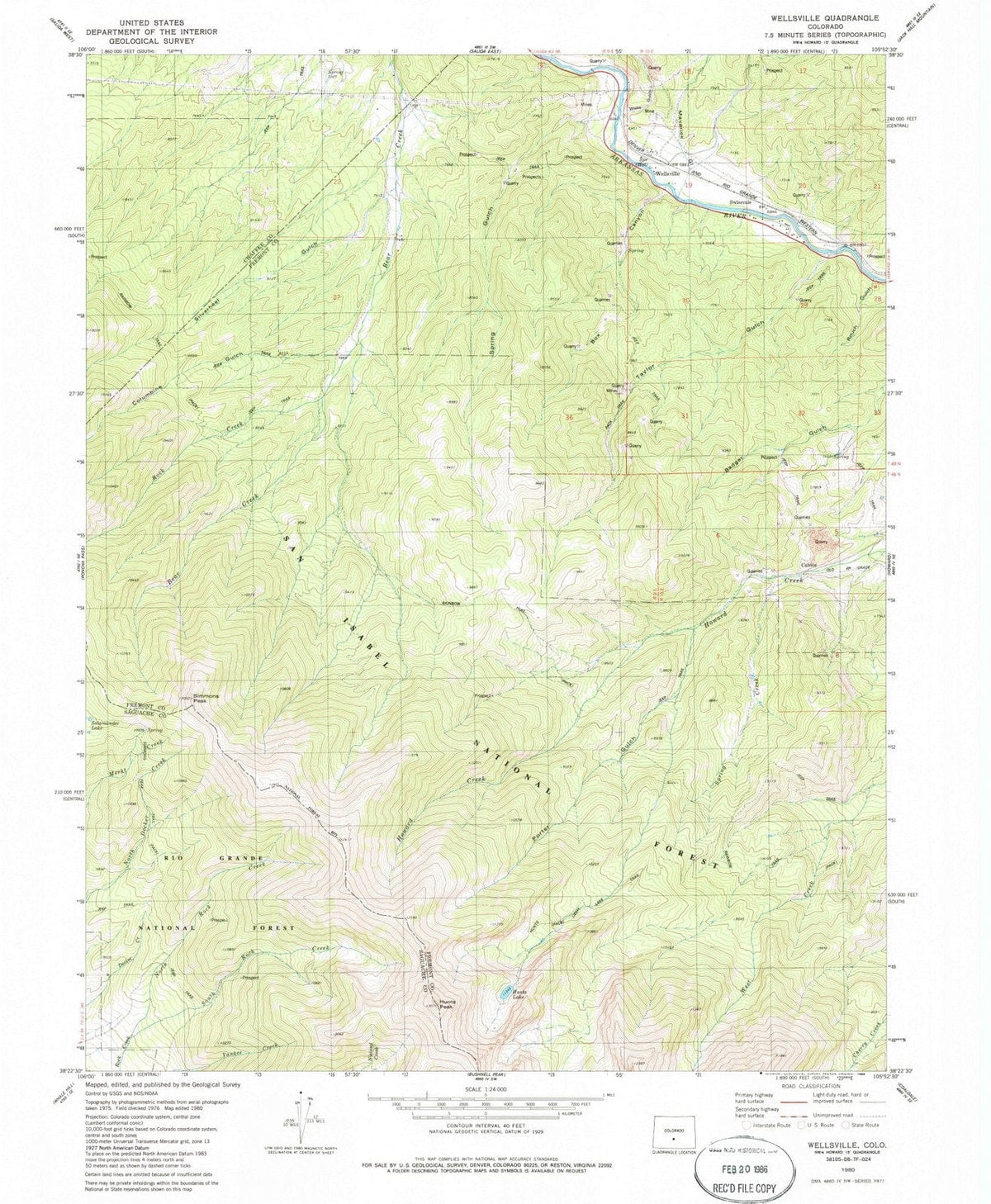 1980 Wellsville, CO - Colorado - USGS Topographic Map