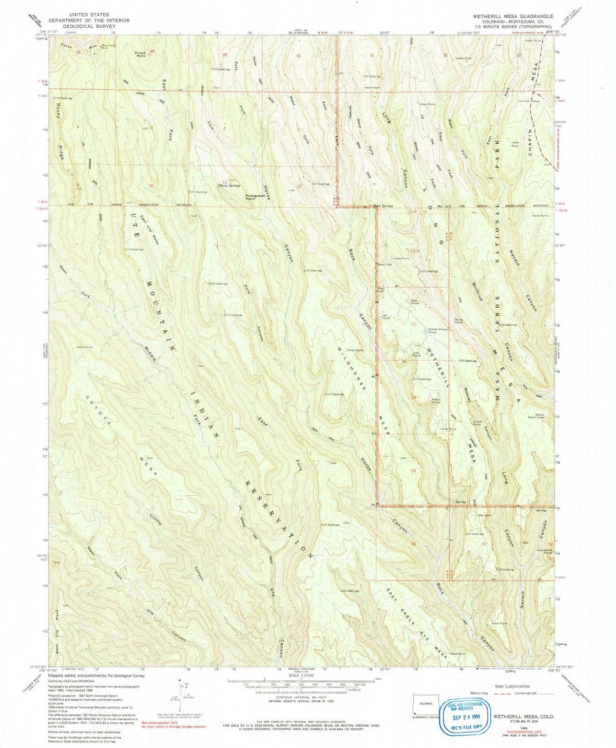 1966 Wetherill Mesa, CO - Colorado - USGS Topographic Map