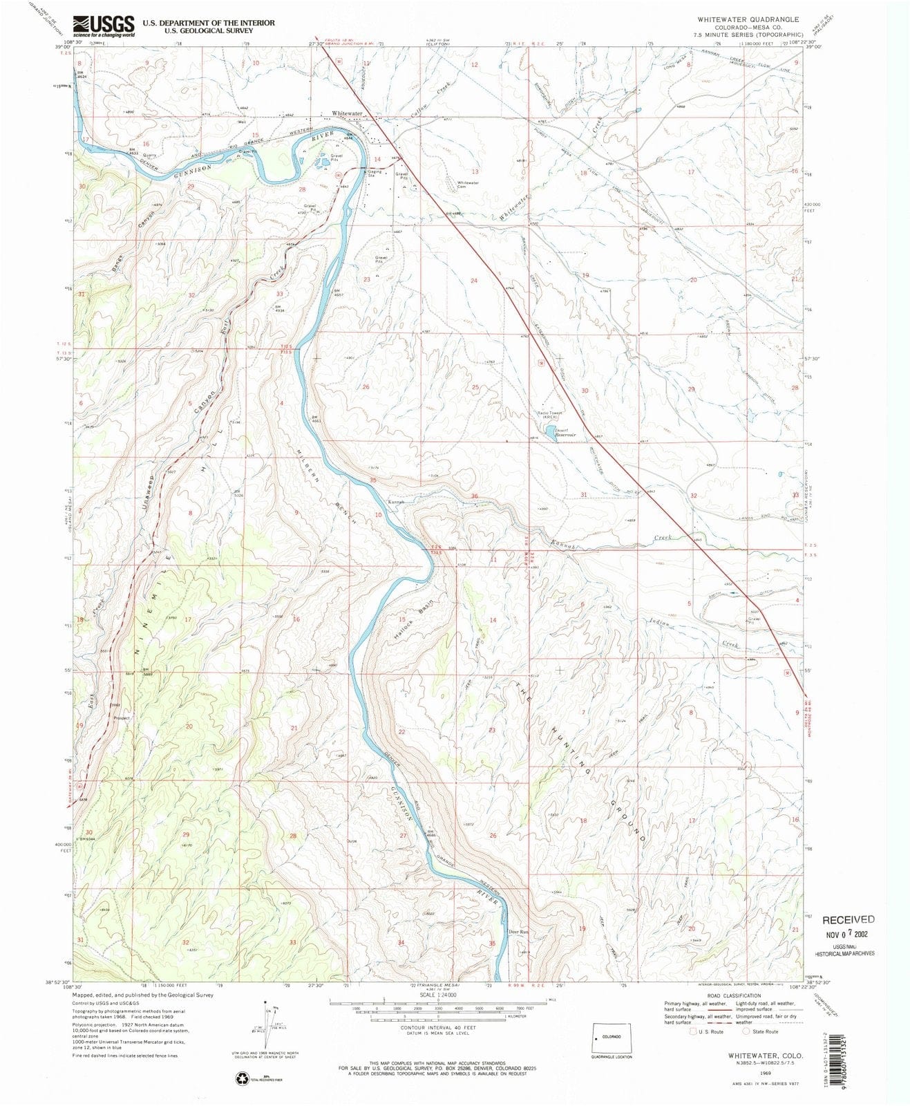 1969 Whitewater, CO - Colorado - USGS Topographic Map