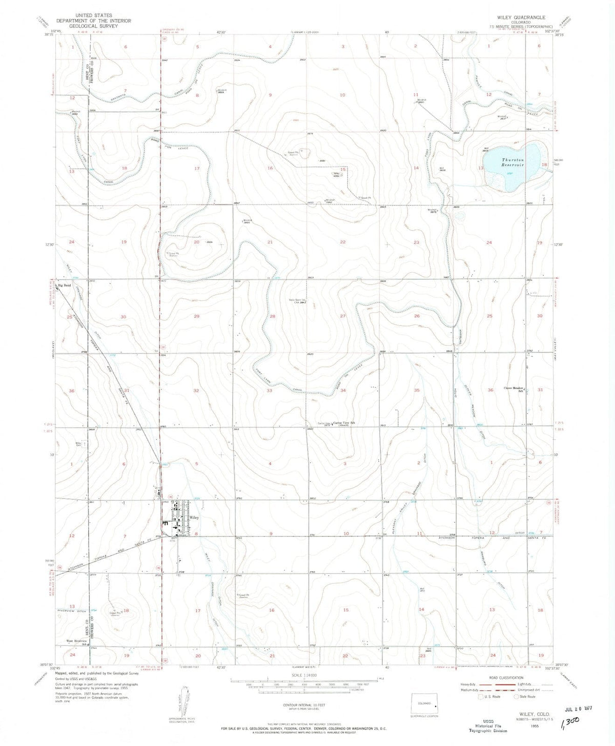 1955 Wiley, CO - Colorado - USGS Topographic Map