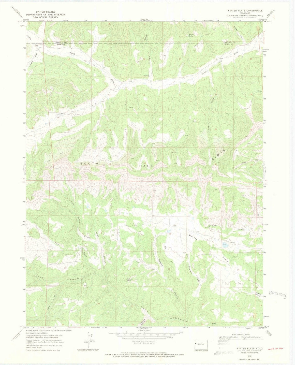 1968 Winter Flats, CO - Colorado - USGS Topographic Map